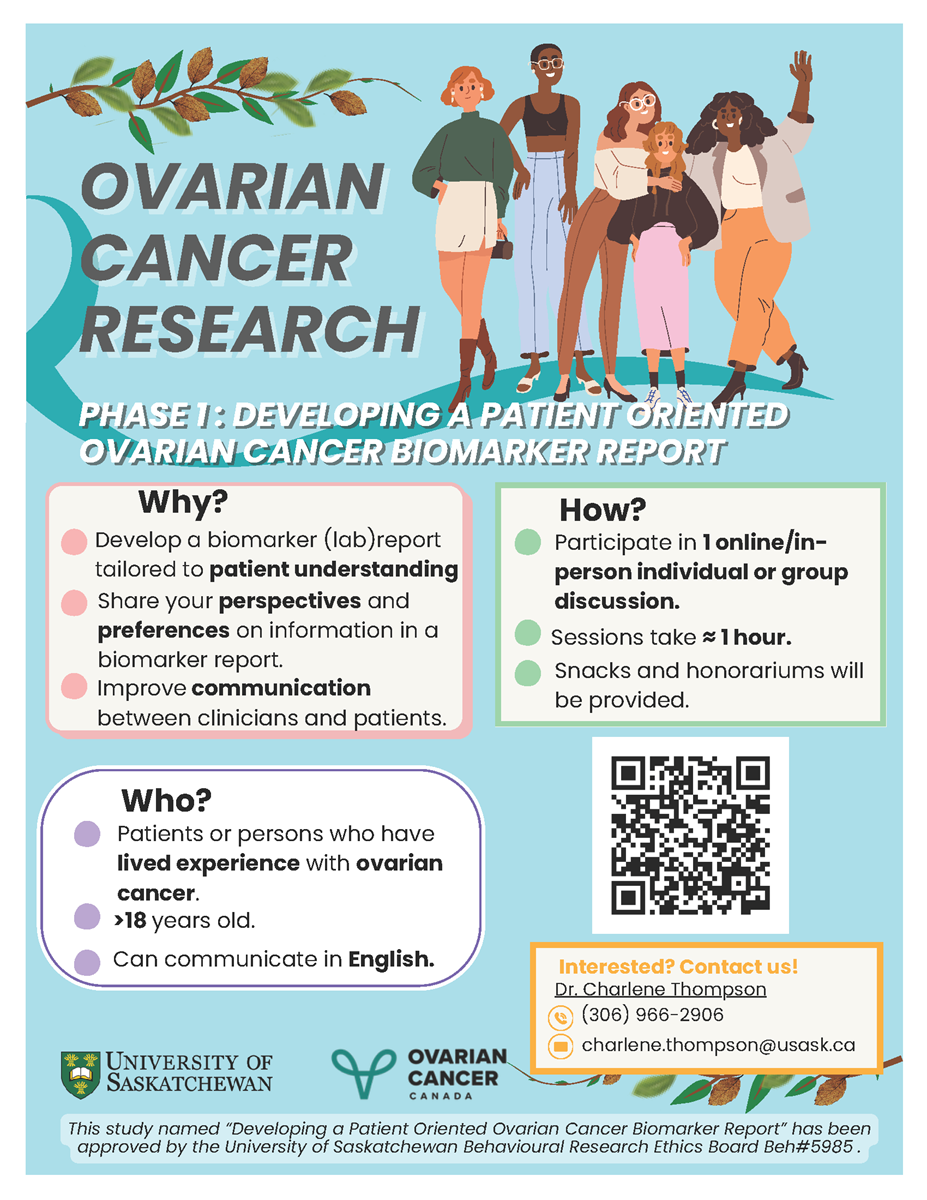 Informational poster for the Patient oriented ovarian cancer biomarker report study